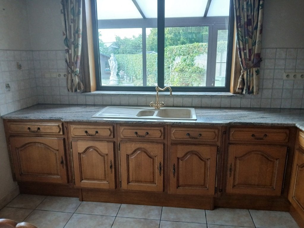 Houten keuken, Maison & Meubles, Cuisine | Cuisines complètes, Utilisé, Cuisine d'angle, Bois, Enlèvement