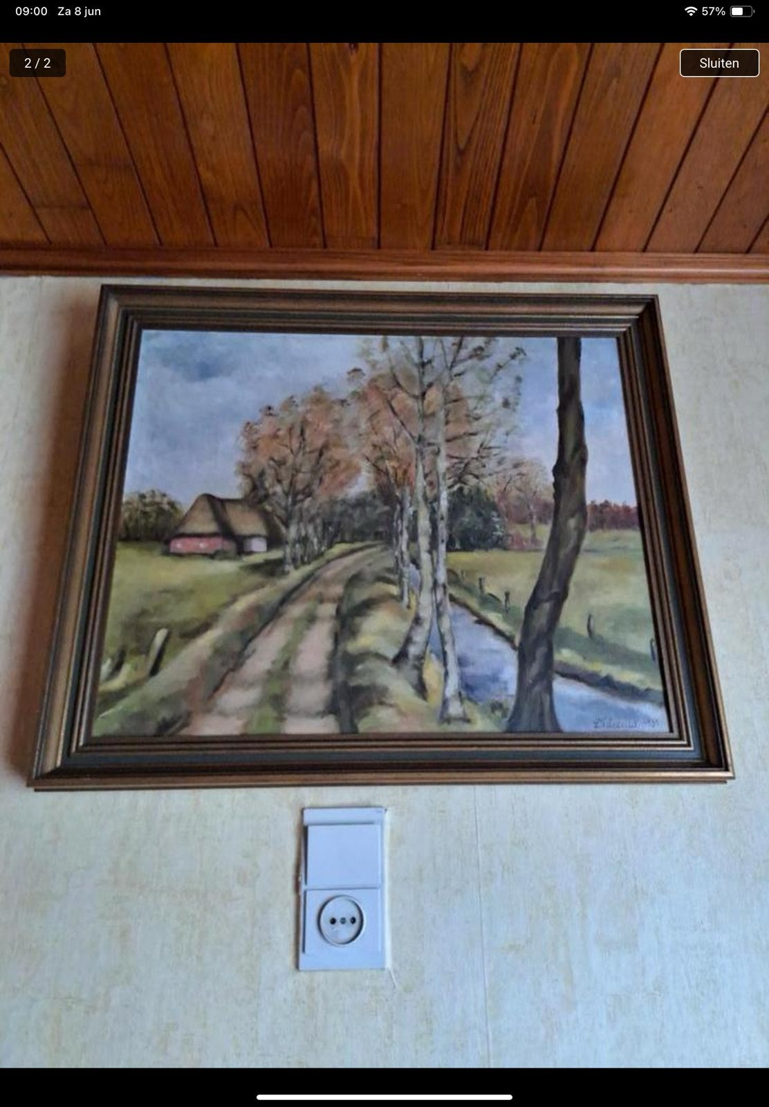 Schilderij op doek geschilderd nieuwe staat 68 cm op 59 cm, Ophalen, Schilderij