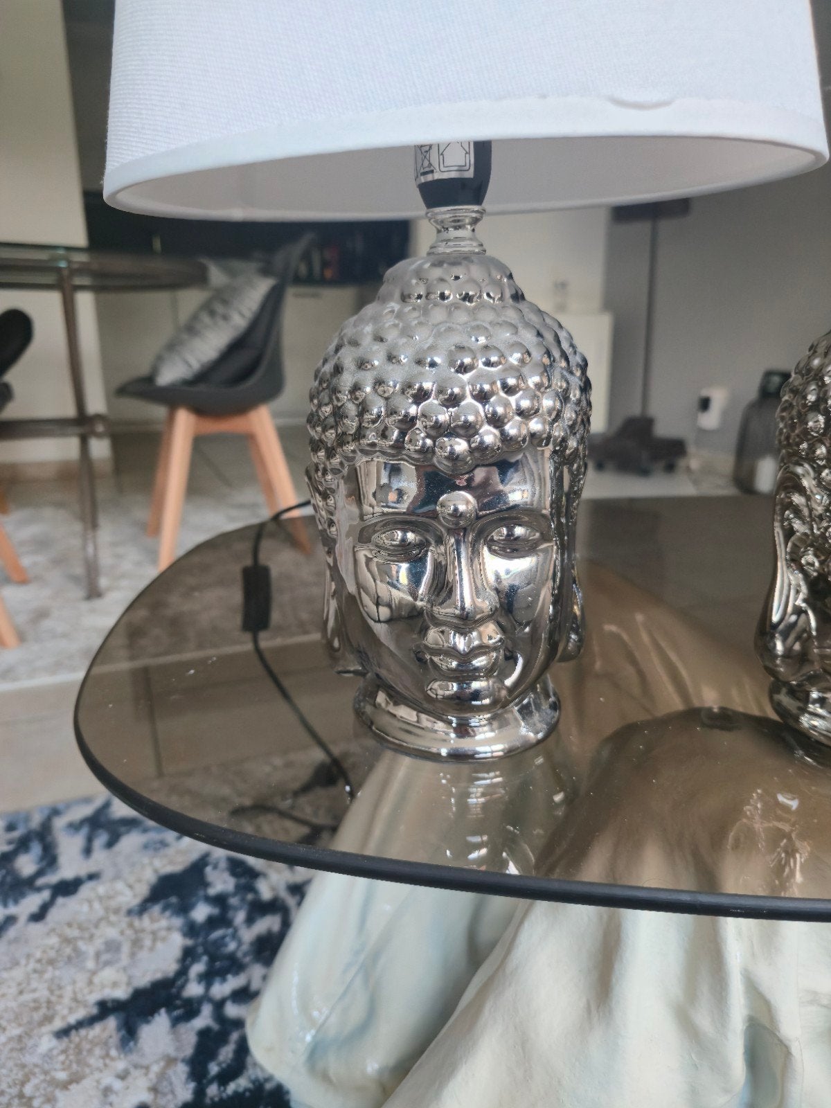 paire de lampes de chevet Zen avec abat-jour, Maison & Meubles, Enlèvement ou Envoi, Lampe de chevet, Gris, Design
