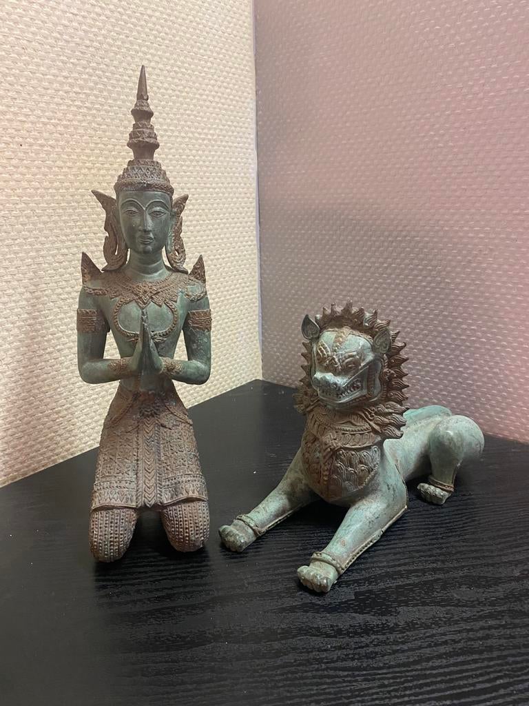Bronzen Thaise Thepphanom (tempelwachter) van 40 cm hoog, Ophalen, Zo goed als nieuw
