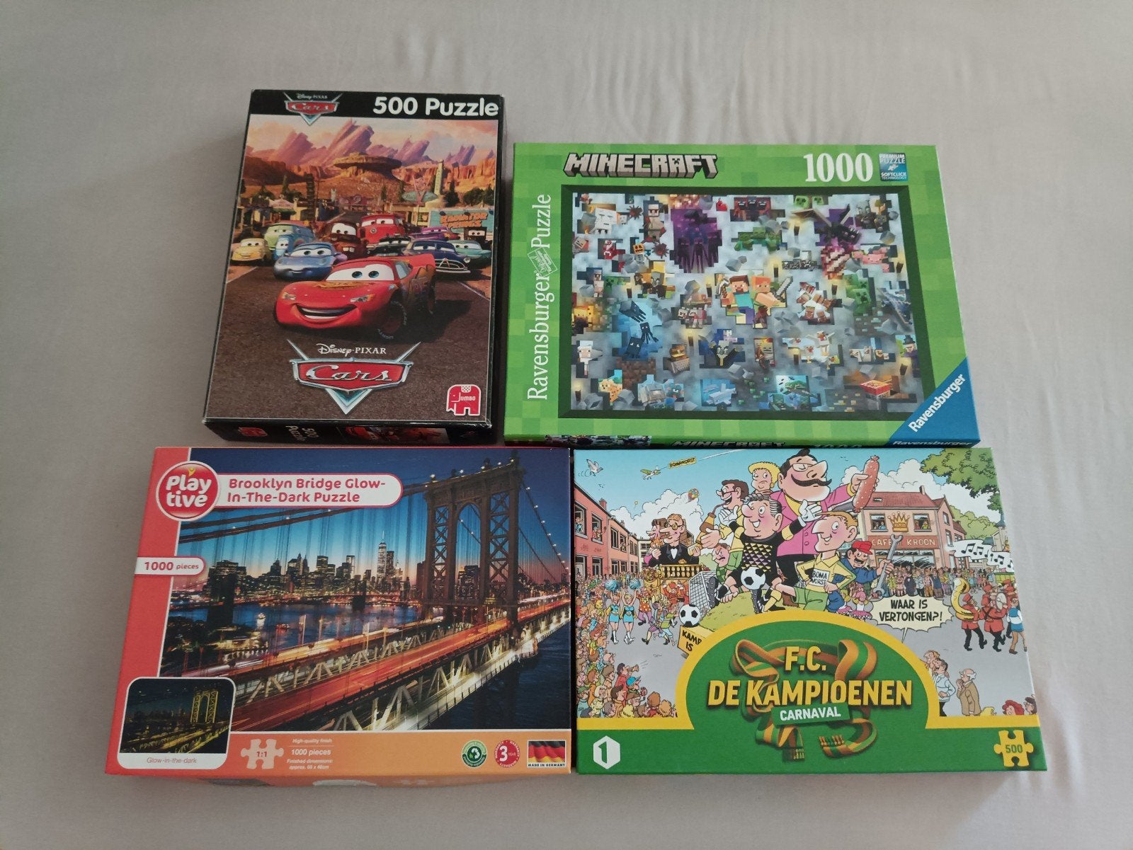 puzzels Cars, Minecraft, De Kampioenen 500 of 1000 stukjes, Ophalen, 500 t/m 1500 stukjes, Zo goed als nieuw, Legpuzzel