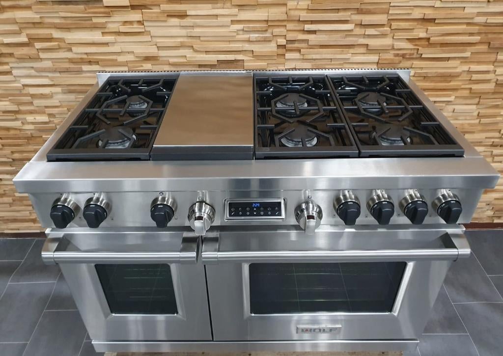 Wolf Stove 120cm acier inoxydable 2 fours Teppanyaki, Gaz, Classe énergétique A ou plus économe, Enlèvement ou Envoi, 85 à 90 cm