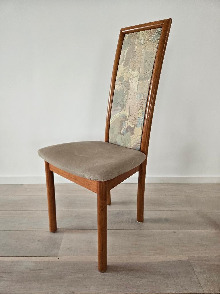 6 chaises de salle à manger vintage en teck massif, Enlèvement, Utilisé, Tissus, Cinq, Six Chaises ou plus