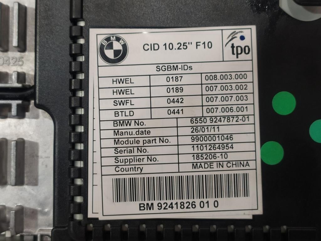 BMW 5-serie F10 9241826 Groot navigatiescherm, Ophalen, Gebruikt, BMW, BMW