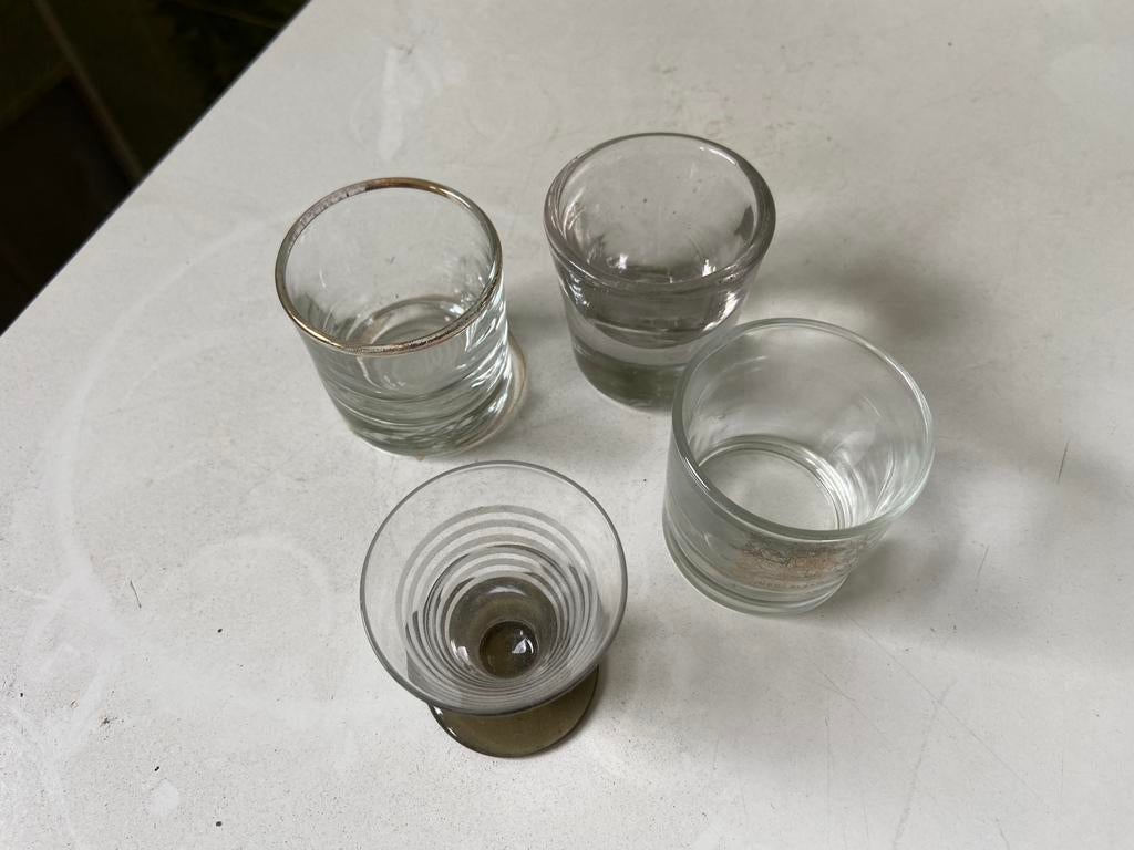 4 verschillende shot glaasjes, Ophalen of Verzenden