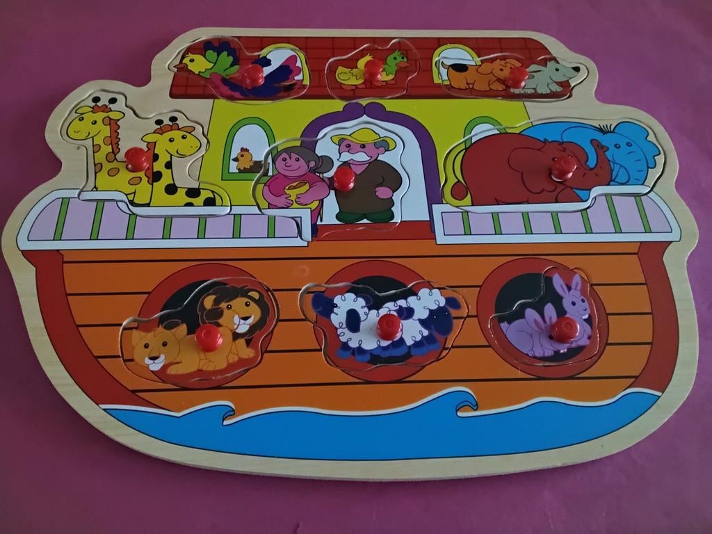 2 Houten kinderpuzzels (de prijs is voor de 2 puzzels samen), Kinderen en Baby's, Ophalen, Zo goed als nieuw