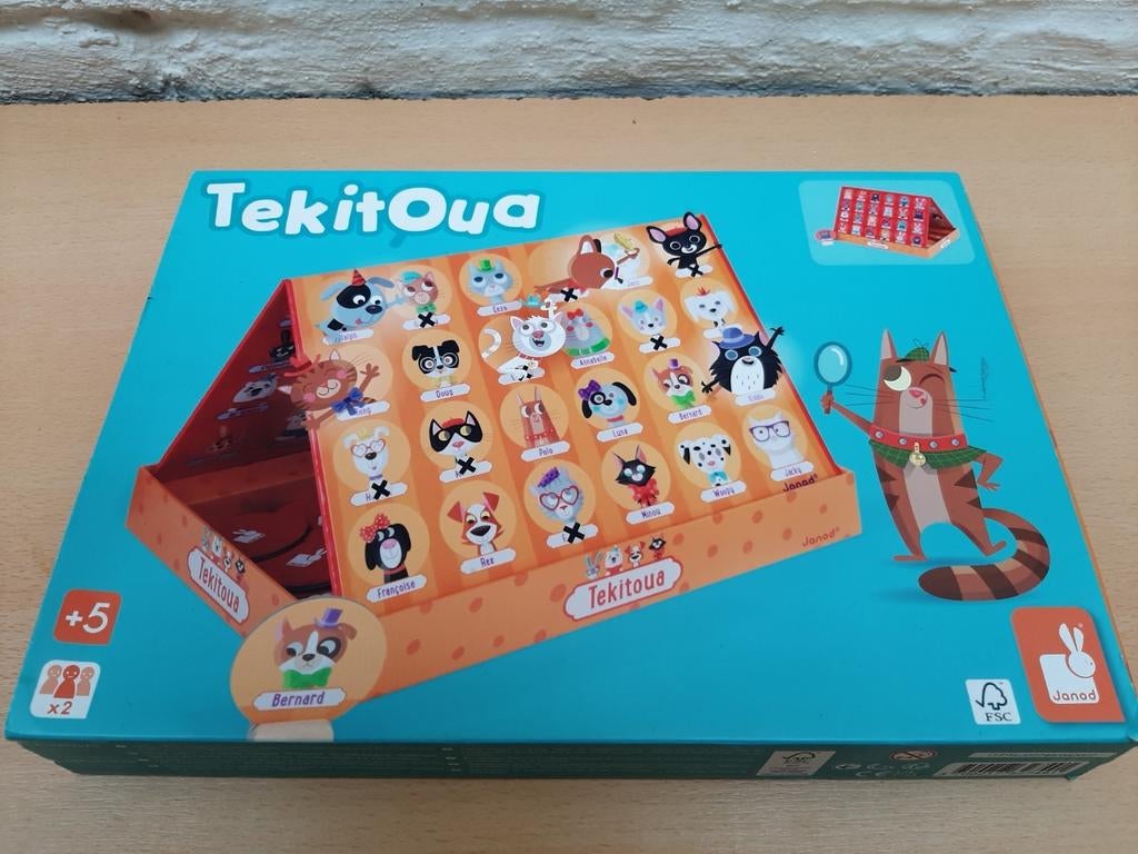 Tekitoua raad-spel (zoals Wie is het), Hobby en Vrije tijd, Gezelschapsspellen | Overige, Ophalen, Zo goed als nieuw, Janod
