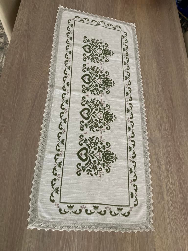 Magnifiq chemin de table vert et blanc HallTex, Oostenrijk., Enlèvement ou Envoi, Comme neuf