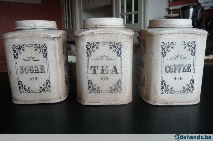 Decoratieve dozen keuken suiker, thee, koffie - 3 stuks