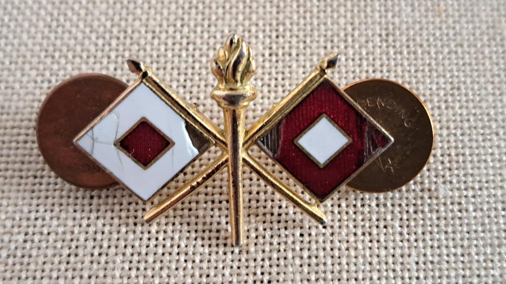 Officerbadge van het Signal Corps - USWW2 ORIGINAL, Verzamelen, Ophalen of Verzenden, Landmacht, Embleem of Badge