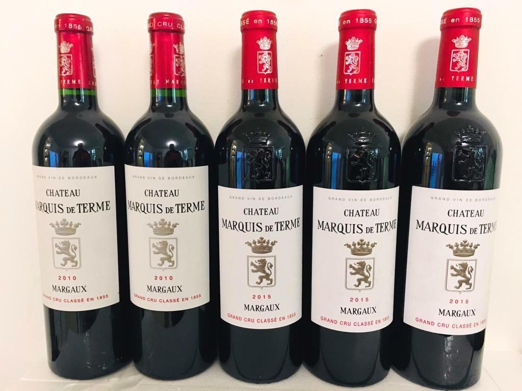 5 Château Marquis de Terme - 2010 - 2015 . 4ème Gd cru class, Collections, Vins, Neuf, Enlèvement ou Envoi, Pleine, Vin rouge
