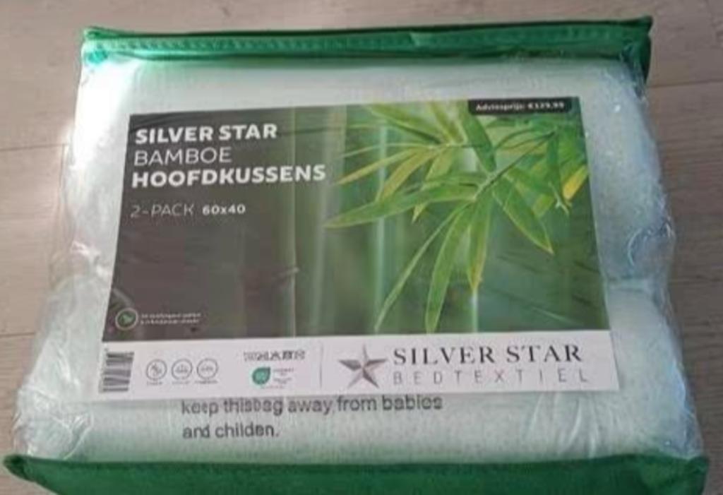 Silver star Bamboo hoofdkussens traagschuim, Neuf, Oreiller, Enlèvement ou Envoi, Blanc