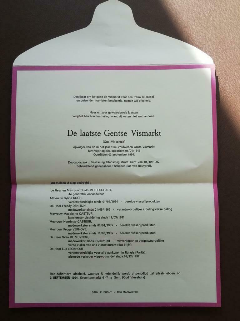 De laatste Gentse Vismarkt 1994. Ludiek document, Verzamelen, Ophalen of Verzenden, Zo goed als nieuw