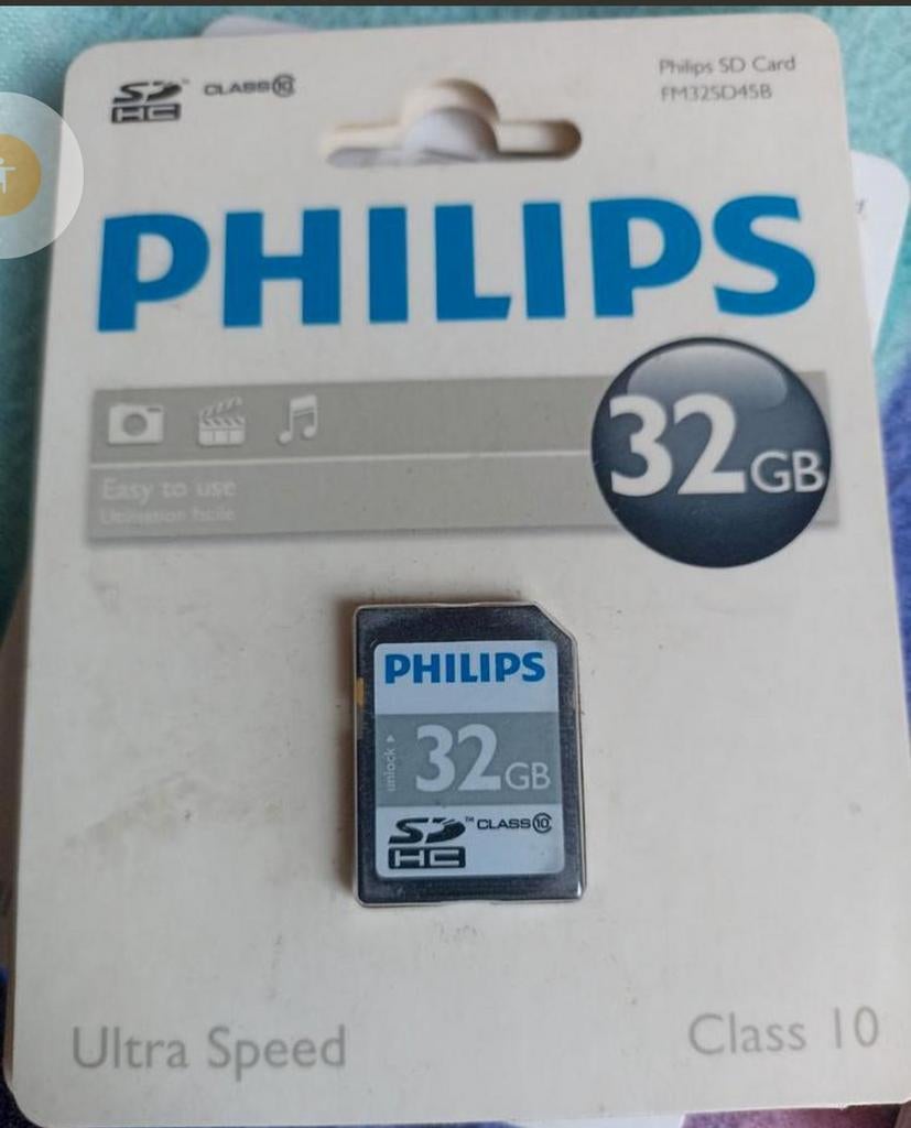 Officiële 32 GB klasse 10-geheugenkaart van Philips, SD, Philips, 32 GB, Nieuw