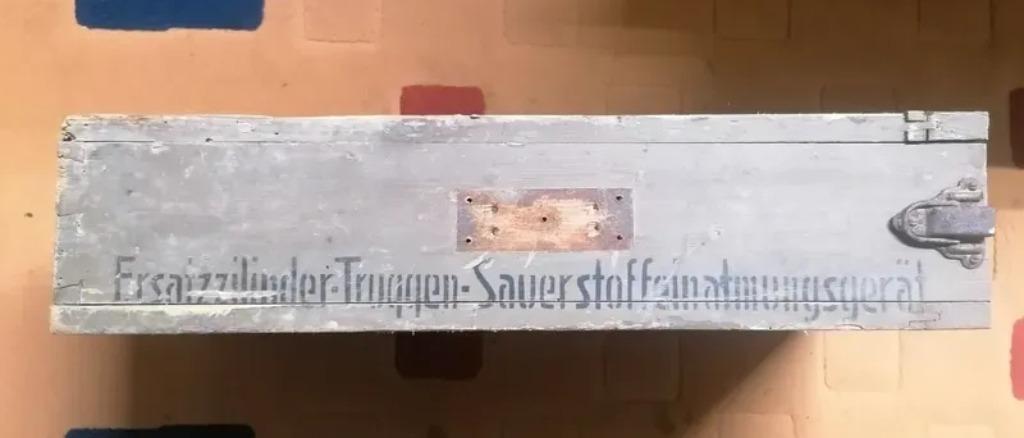 Rare caisse militaire Allemande WW1 masque oxygene de METZ, Envoi