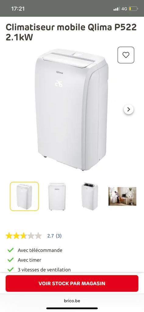 Climatiseur portable Qlima p522, Electroménager, Enlèvement, Comme neuf