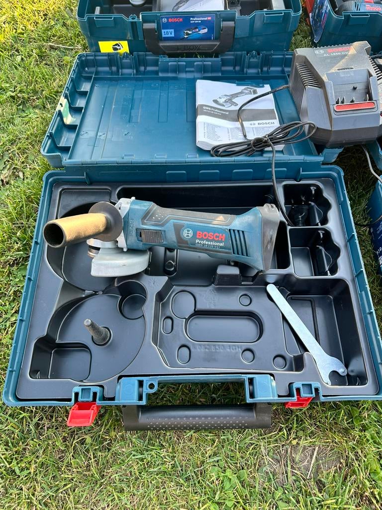 Bosch Professional Haakse slijper gws 18v-125 v-li in koffer, Ophalen, Zo goed als nieuw