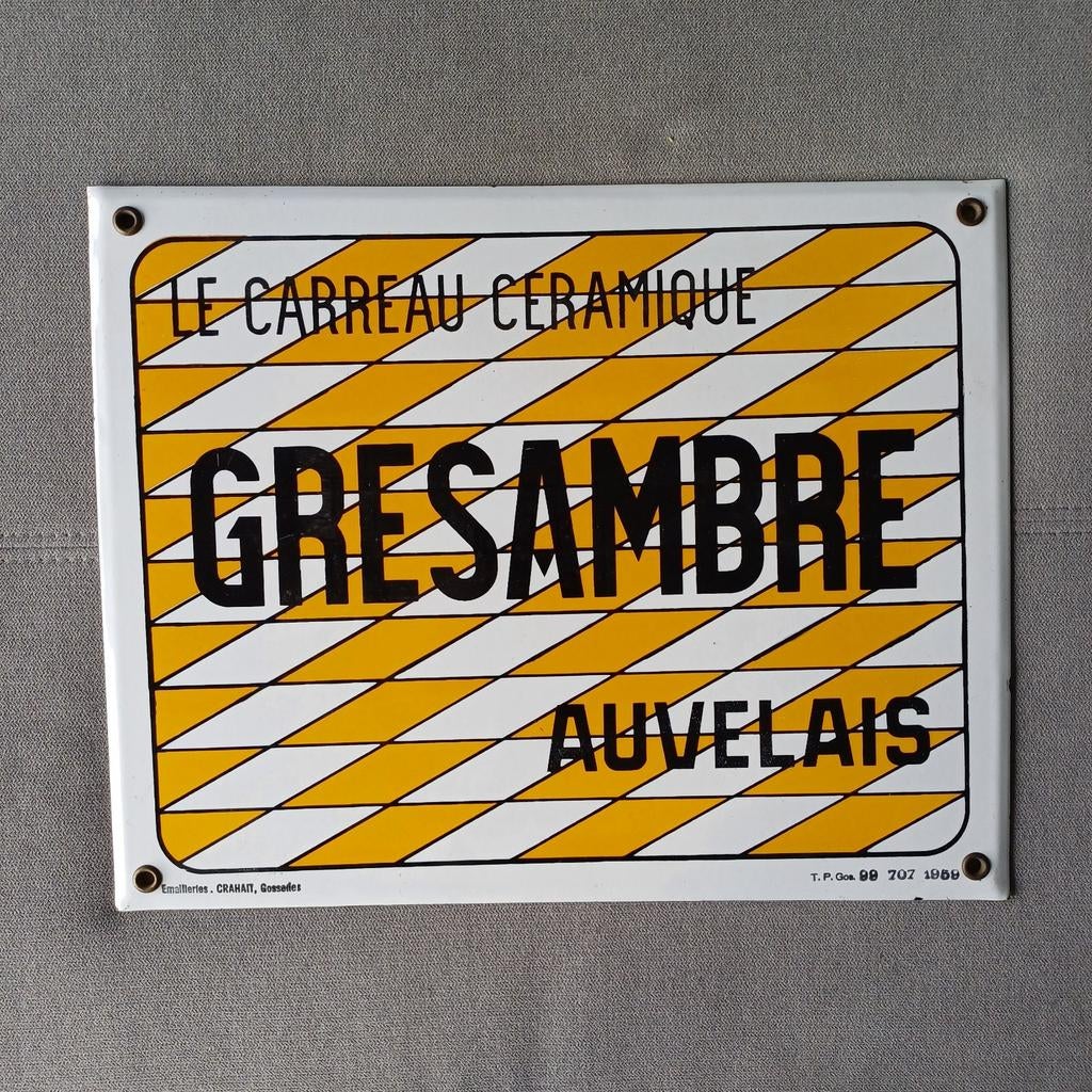 Gresambre emaille plaat in perfecte staat - 1959, Antiek en Kunst, Antiek | Email, Ophalen of Verzenden