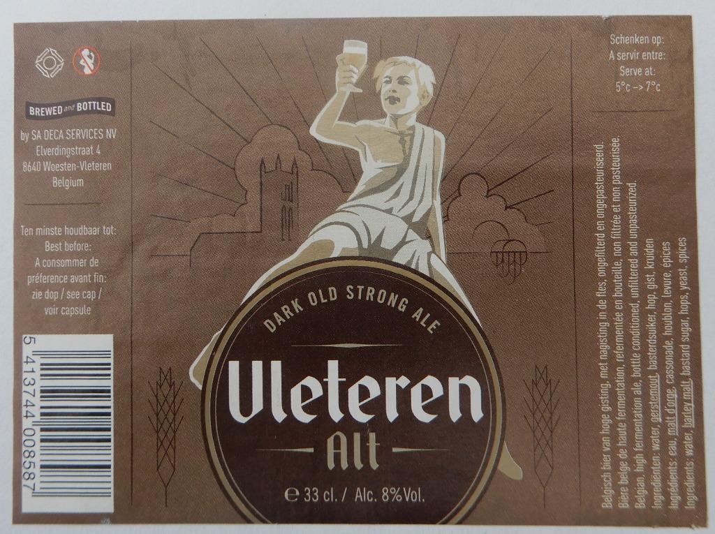 Étiquette de bière Vleteren Alt Dark Br. SA DECA (9e2), Envoi, Utilisé