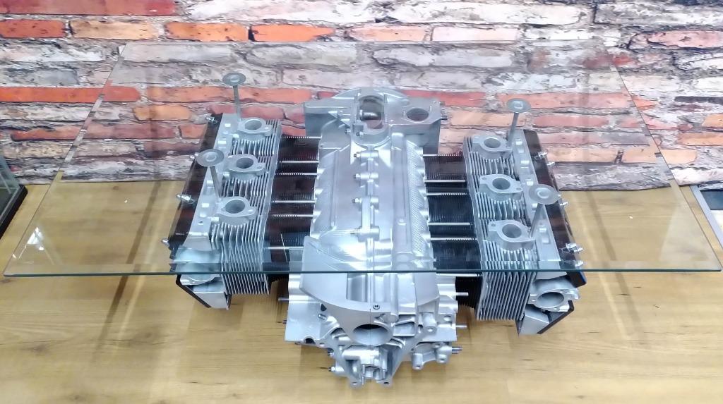 Porsche motorblok tafel mancave auto bedrijf ontvangsruimte, Huis en Inrichting, Tafels | Sidetables, Nieuw, Kersenhout, Overige houtsoorten