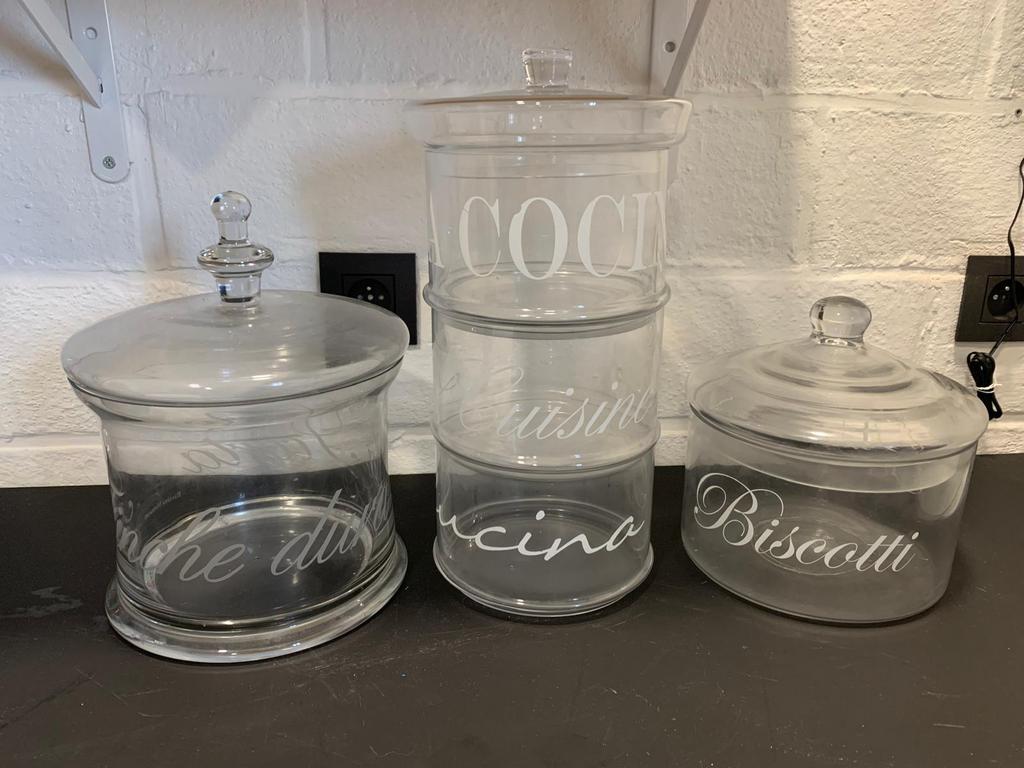 Set de 3 bonbonnières en verre, Enlèvement, Comme neuf
