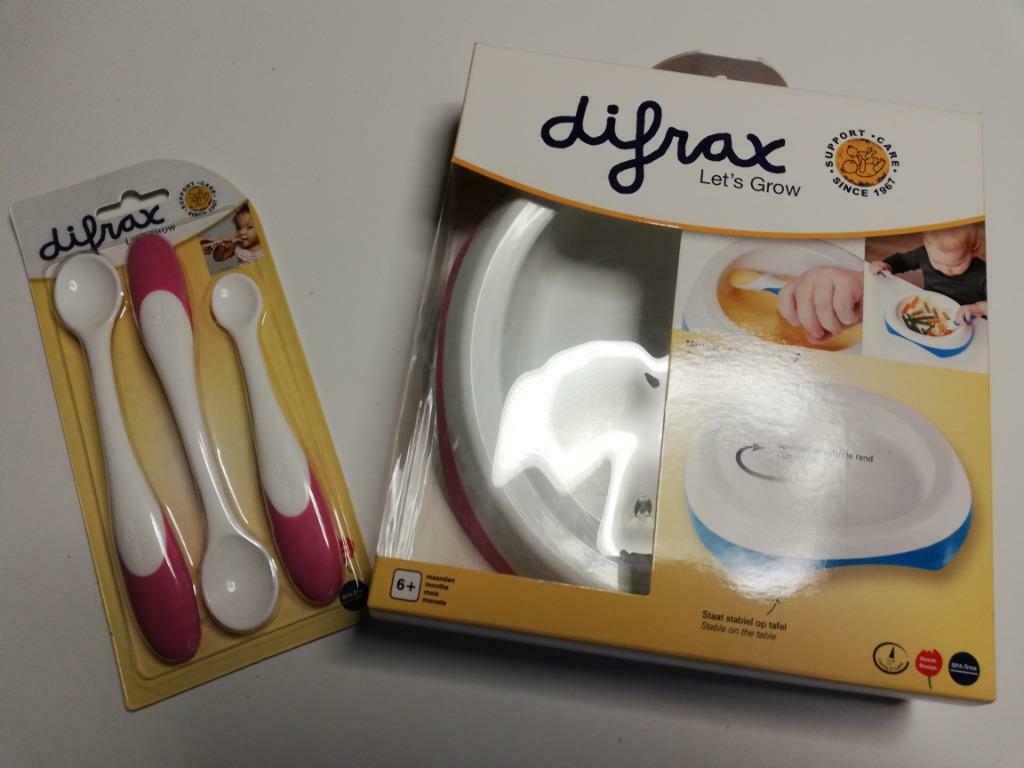 diffrax baby-eetset: lepels + bord, Ophalen of Verzenden, Zo goed als nieuw