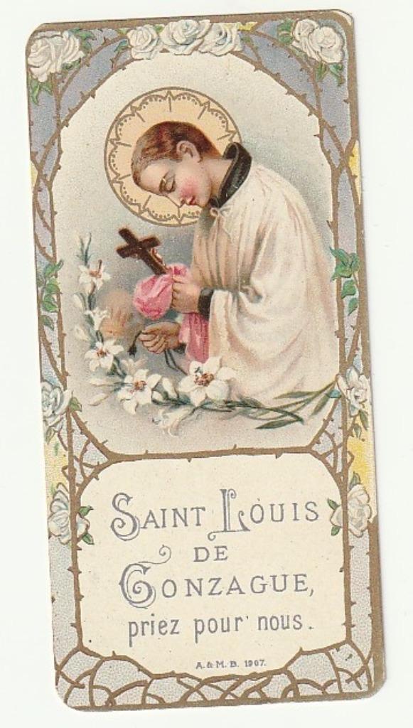 Image pieuse Saint Louis de Gonzague priez pour nous, Envoi, Image pieuse