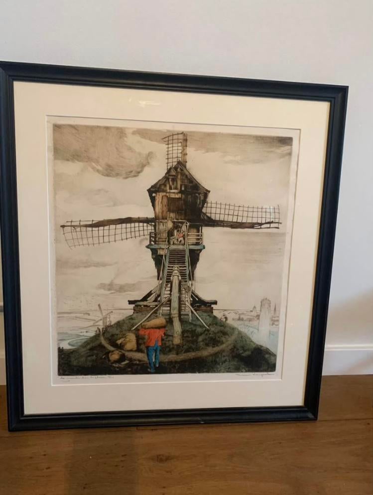Lithographie Maurice Langaskens (1884-1946), Antiek en Kunst, Ophalen