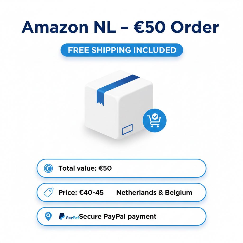 Amazon NL bestelling €50 — Gratis verzending — NL & BE