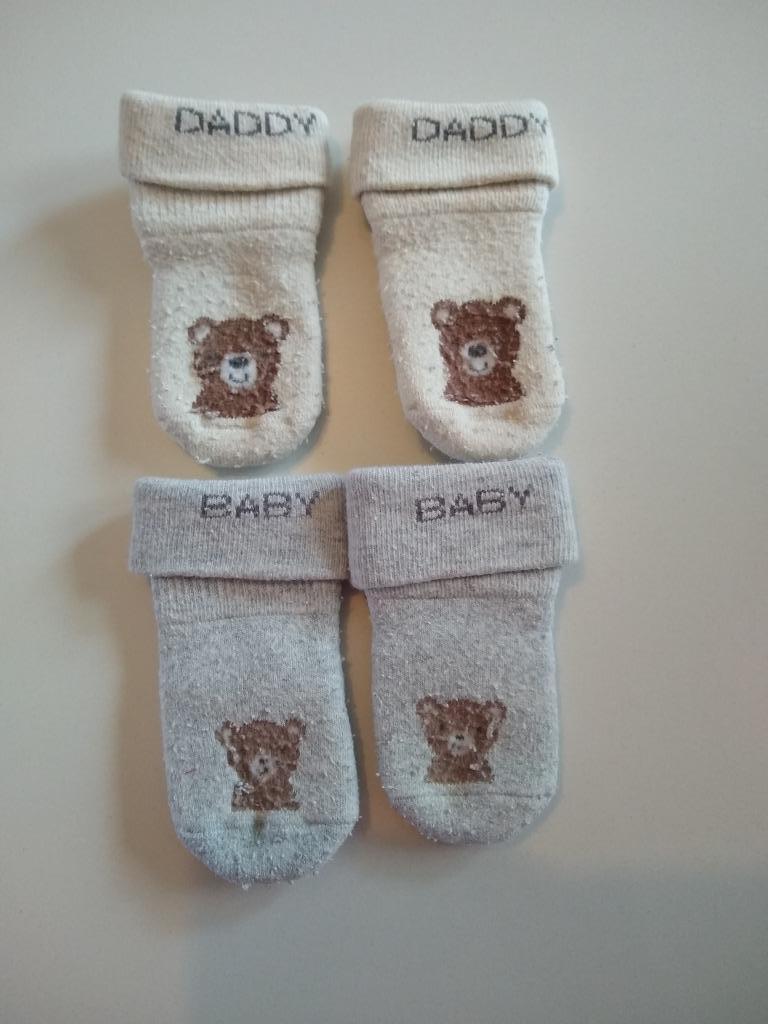 2 paar baby sokken 'beertje' maat 50-56, Ophalen of Verzenden, Gebruikt, Jongen of Meisje, Sokken