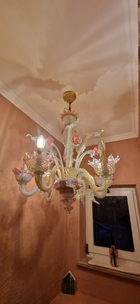 Kroonluchter murano glas Venetiaans antiek, Huis en Inrichting, Lampen | Kroonluchters, Ophalen, Glas