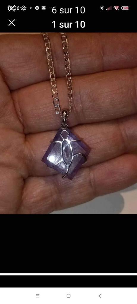 Pendentif en argent massif avec améthyste de Brésil, Neuf, Enlèvement ou Envoi, Avec pierre précieuse, Violet