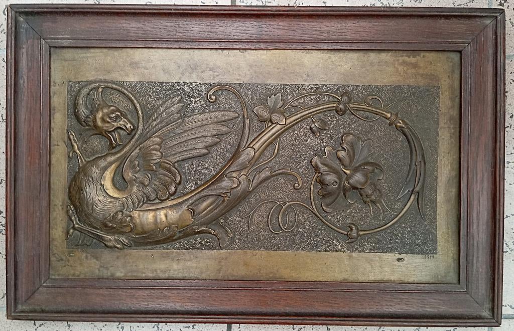 rare plaque de cuivre 1911 J HUBERT sculpture art, Enlèvement ou Envoi, Cuivre