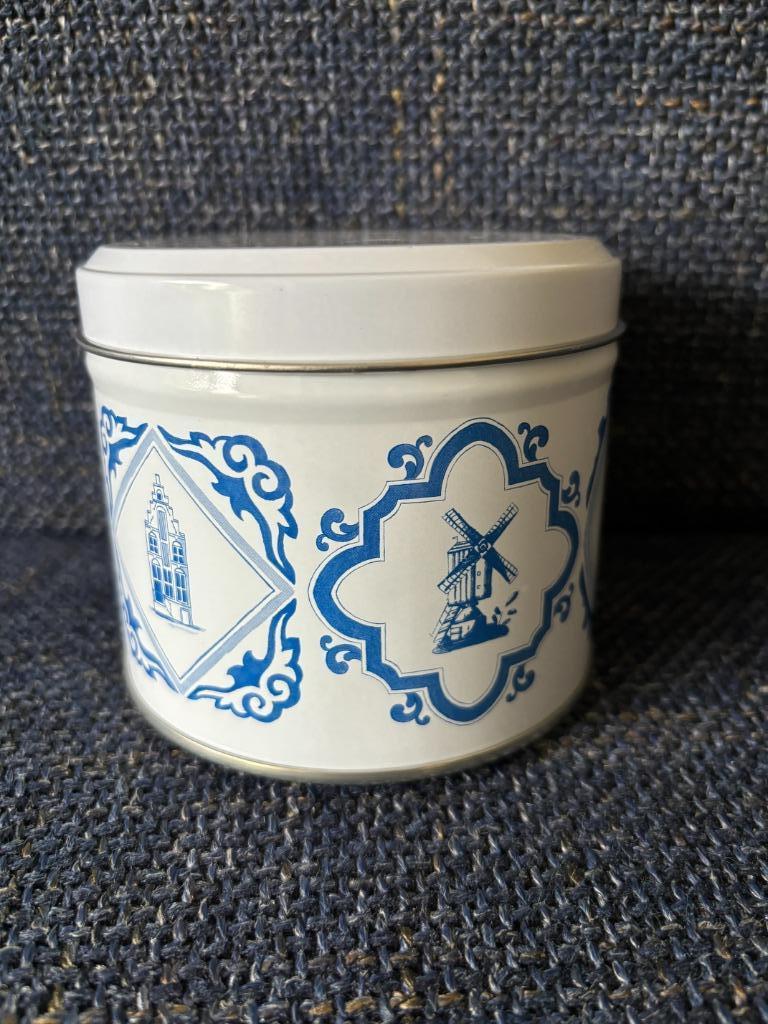 Daelmans oud Hollands blauw wit  stroopwafelblik leeg koek, Enlèvement ou Envoi, Neuf, Biscuits, Autres marques