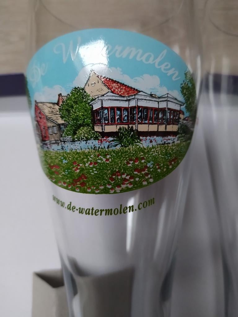 Groot bierglas, 1 liter groot, bier de watermolen, Verzamelen, Ophalen of Verzenden