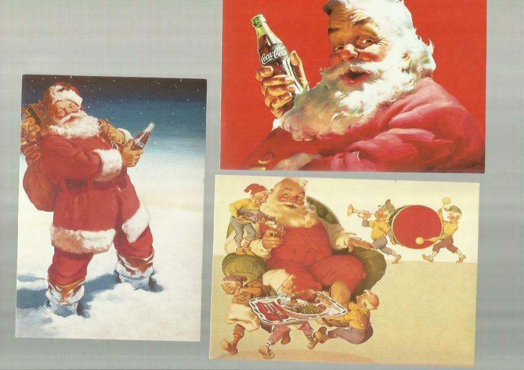 6 x ongelopen ""COCA-COLA KAARTEN"" KERSTMAN, Verzamelen, Verzenden, 1960 tot 1980, Ongelopen, Overige thema's