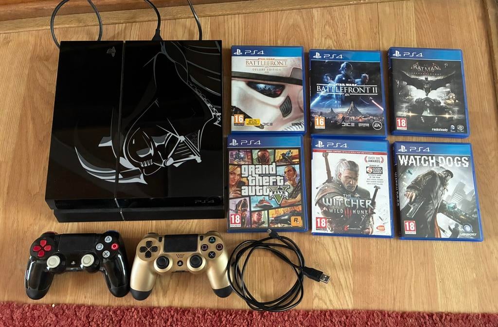 Playstation 4 darth vader edition 1TB +2 controllers 6 games, Comme neuf, Enlèvement, 1 TB, Avec 2 manettes