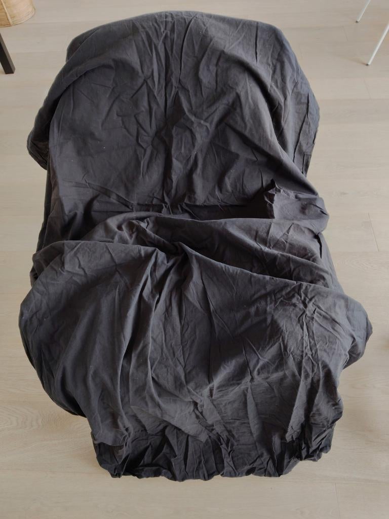 Zwart hoeslaken 1 persoon /  voor 1 persoons matras, Ophalen, Gebruikt