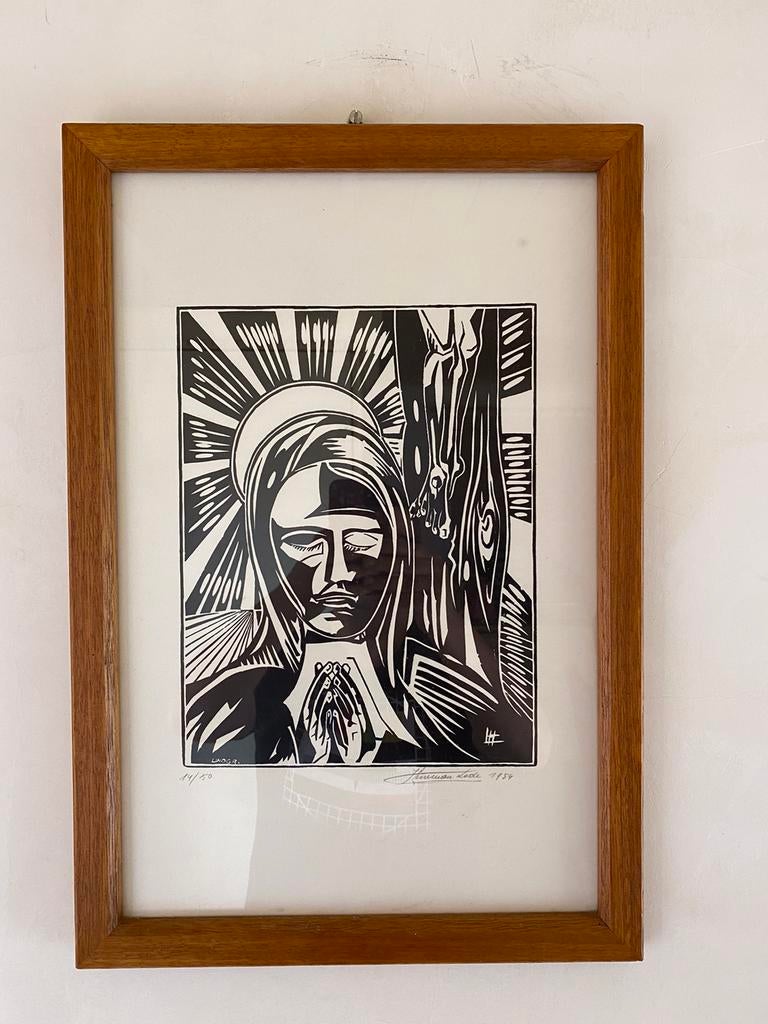 Linosnede Lode Herreman ( Bevere 1931 Oudenaarde 2018 ), Antiek en Kunst, Ophalen of Verzenden