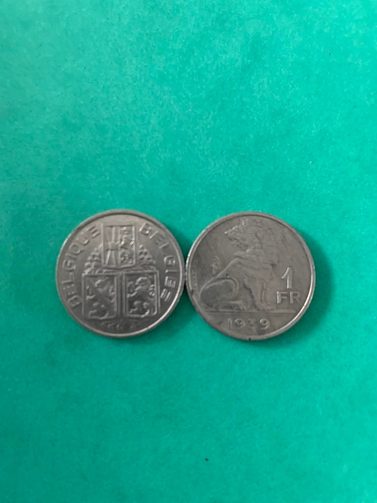 Belgie Belgique 1 frank 1939 4 stuks, Ophalen of Verzenden, Setje