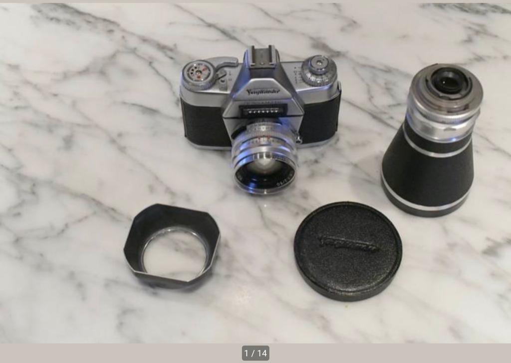Voigtländer Bessamatic + Septon 50/2 + 200/4, Verzamelen, Foto-apparatuur en Filmapparatuur, Fototoestel, 1960 tot 1980, Ophalen of Verzenden