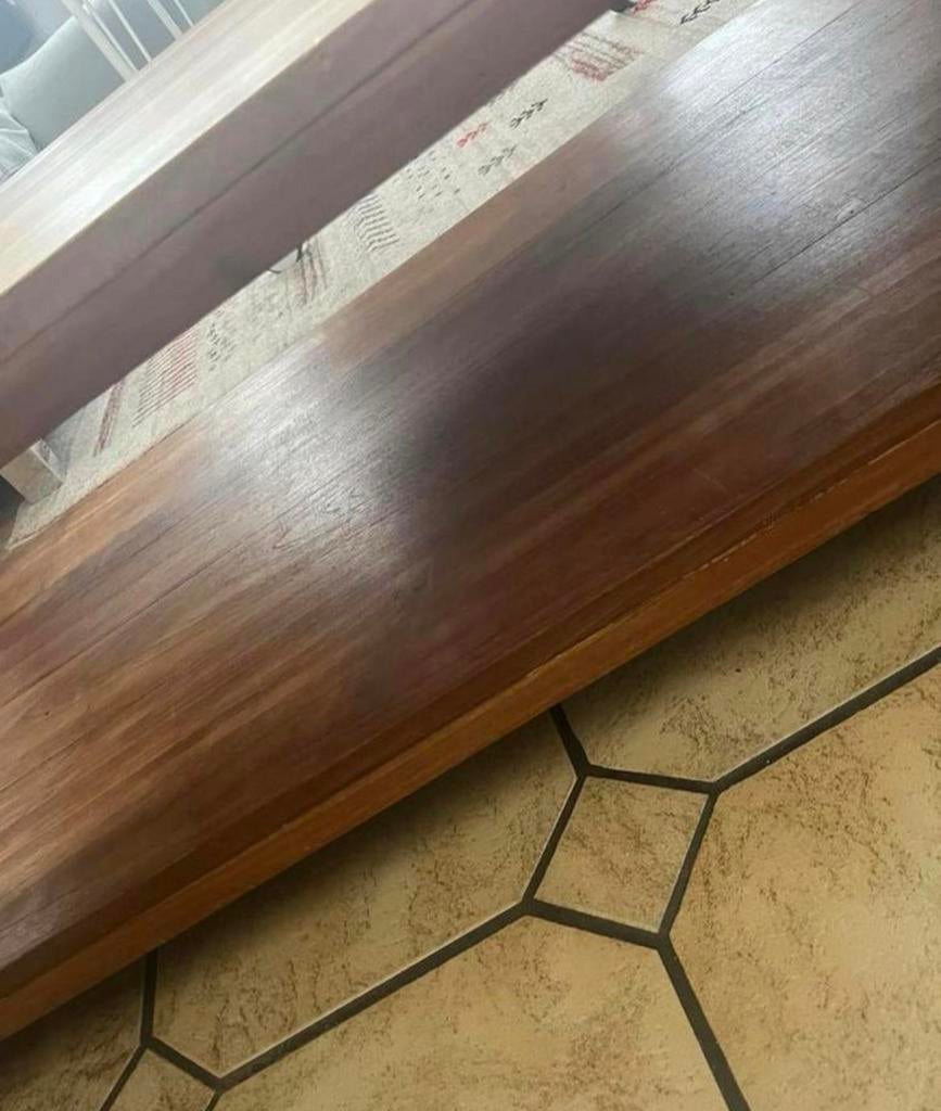 Table basse double plateau en teck, Maison & Meubles, Enlèvement, Utilisé, Teck