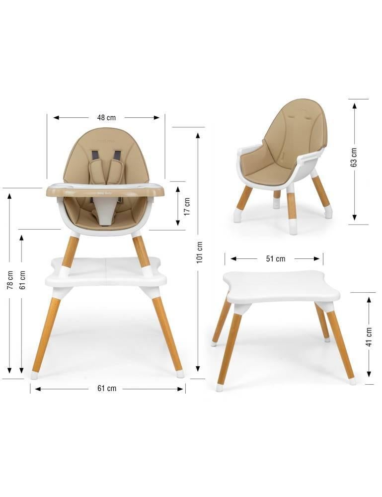 Kinderstoel + tafel 2-in-1. Malmo, Beige, Ophalen