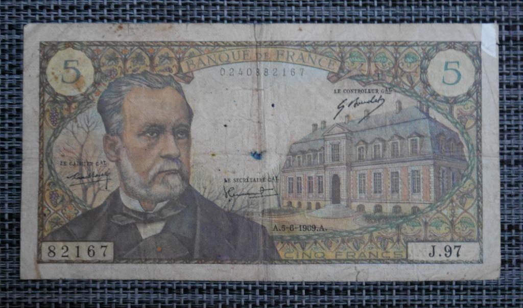 Bankbiljet 5 frank Frankrijk 05.06.69, Ophalen of Verzenden, Frankrijk, Los biljet