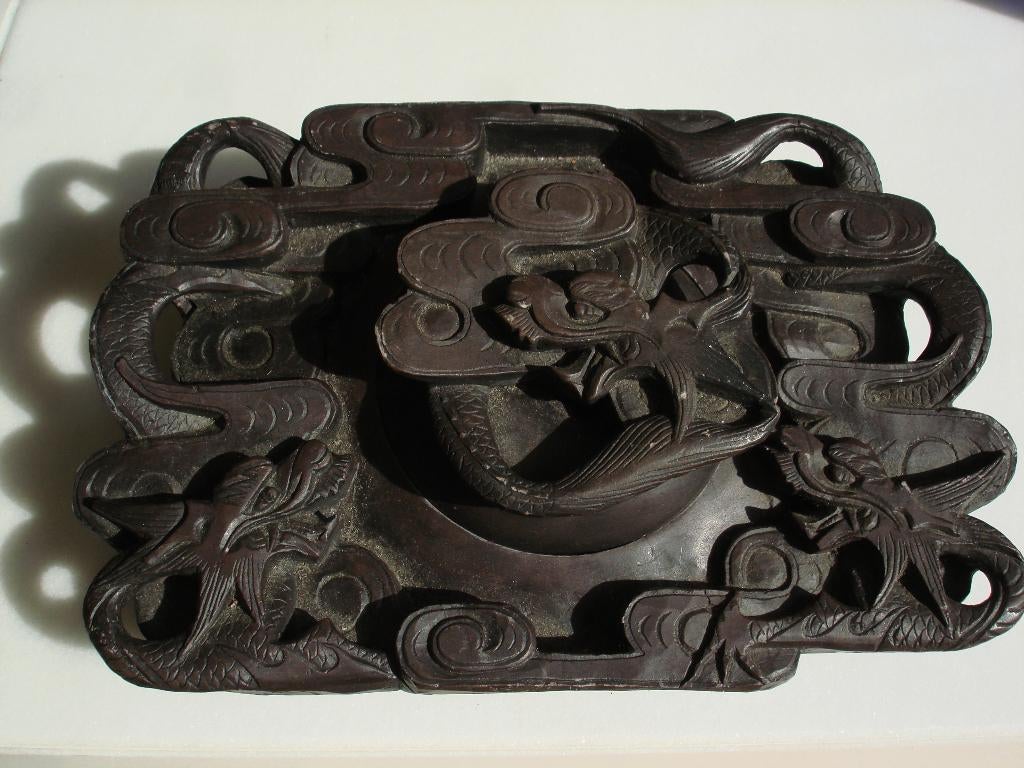 Ancienne pierre à encre chinoise DUAN sculpte dragon nuages, Enlèvement ou Envoi