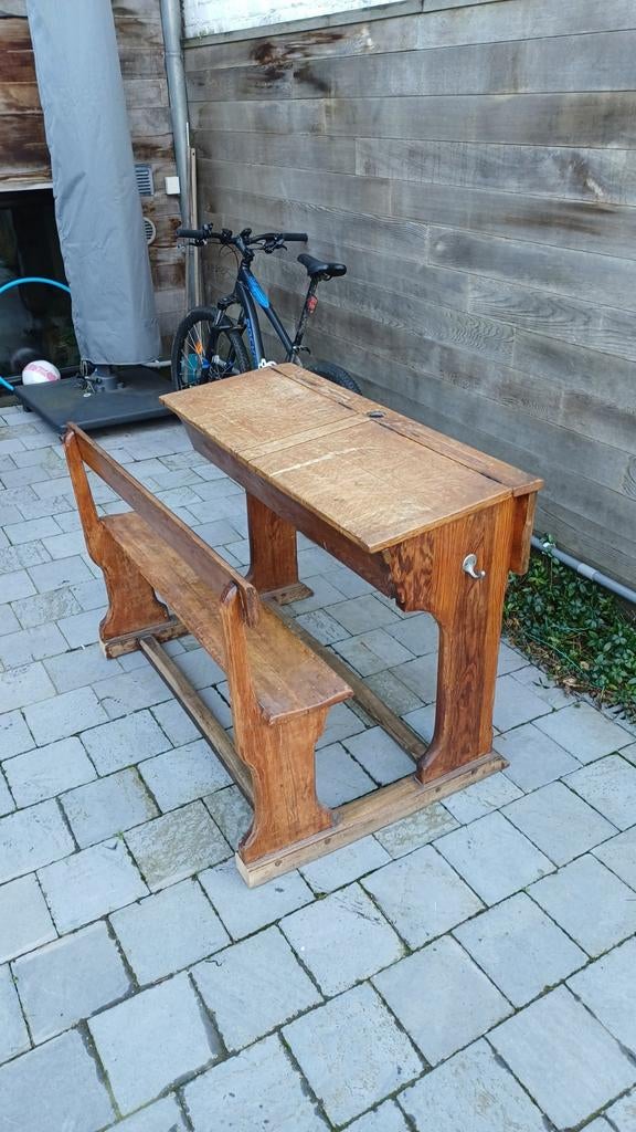 Schoolbank - massief hout, Huis en Inrichting, Ophalen, Gebruikt
