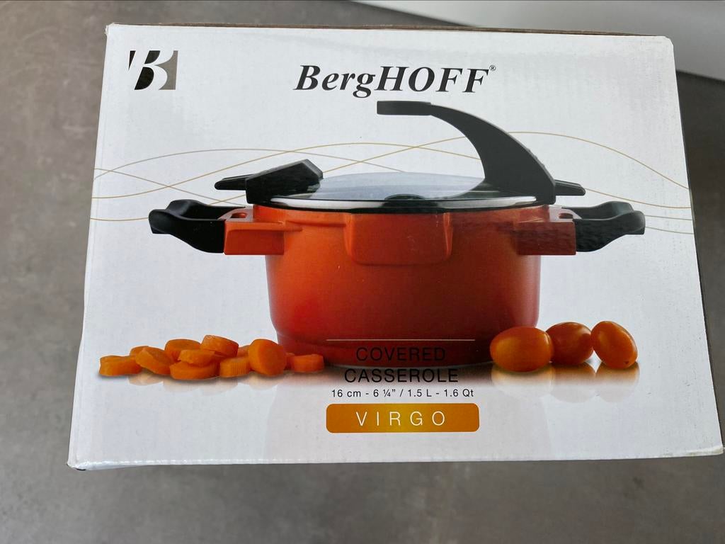 Berghoff - Covered casserole Virgo. Nieuw!, Huis en Inrichting, Keuken | Potten en Pannen, Kookpan of Snelkookpan, Inductieplaat