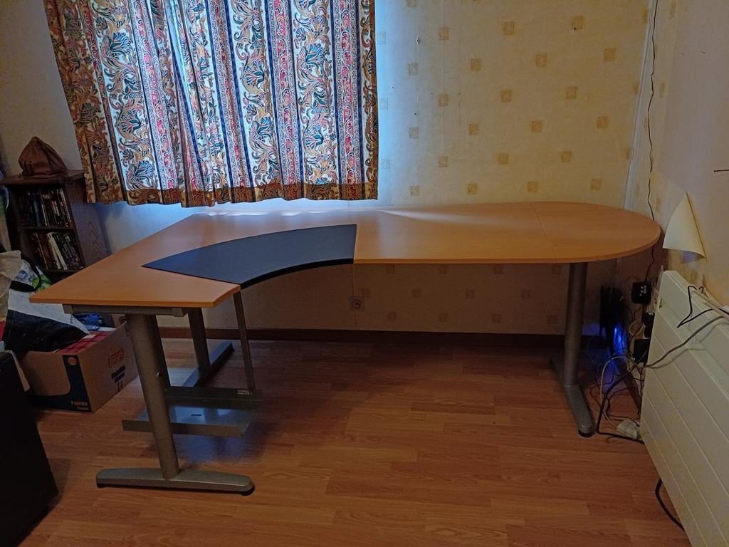 Bureau Ikea 1,60+ 40cm coin arrondi amovible + bloc tiroir, Huis en Inrichting, Bureaus, Zo goed als nieuw, IKEA, Ophalen