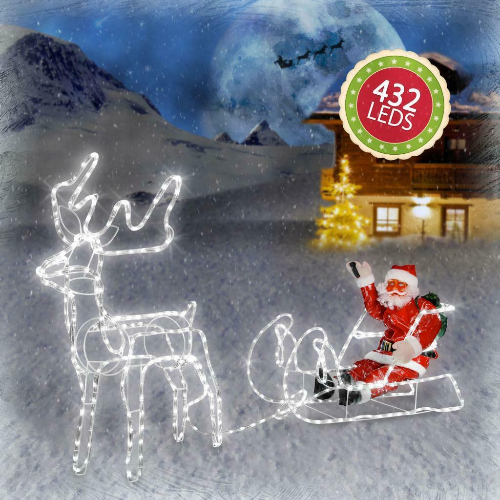 Kerstman & Rendier Met Slee. 432 Leds. 72 FLASH LEDS!!, Ophalen of Verzenden, Nieuw