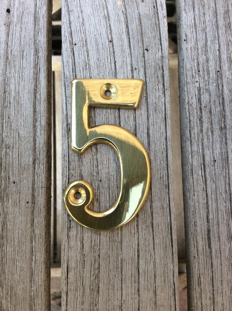 HUISNUMMER 5 MESSING, Ophalen of Verzenden, Nieuw, Overige materialen